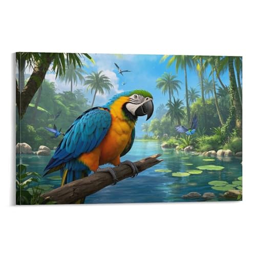 YYVKPMLXC Leinwand Bilder Ara Ölgemälde Tropischen Regenwald Leinwandkunst Ästhetisch Gemälde Wohnzimmer Heimdekoration 12x18inch(30x45cm) von YYVKPMLXC