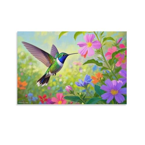 YYVKPMLXC Leinwand Bilder Kolibri Ölgemälde Natürliche Landschaft Leinwandmalerei Abstrakt Gemälde Home Deko Schlafzimmer Wandkunst 16x24inch(40x60cm) von YYVKPMLXC
