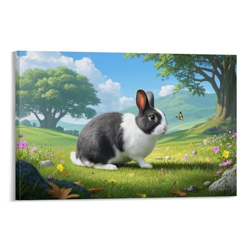 YYVKPMLXC Leinwand Bilder Niederländischer Zwergkaninchen Ölgemälde Spring Waldlandschaft Leinwandmalerei Abstrakt Gemälde Home Deko Schlafzimmer Wandkunst 08x12inch(20x30cm) von YYVKPMLXC