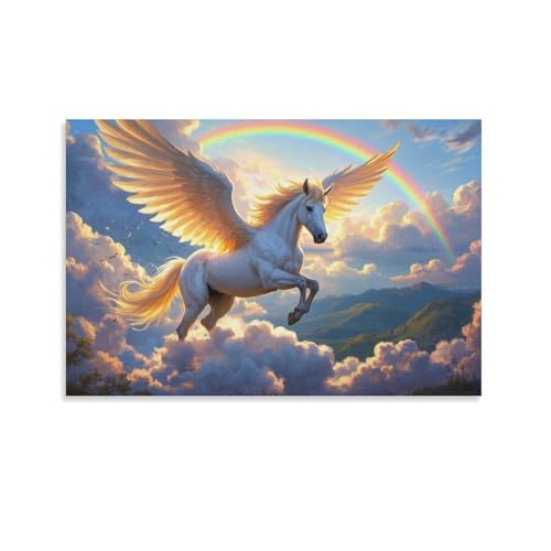 YYVKPMLXC Leinwand Bilder Pegasus Ölgemälde Himmel Landschaft Leinwandmalerei Abstrakt Gemälde Home Deko Schlafzimmer Wandkunst 20x30inch(50x75cm) von YYVKPMLXC