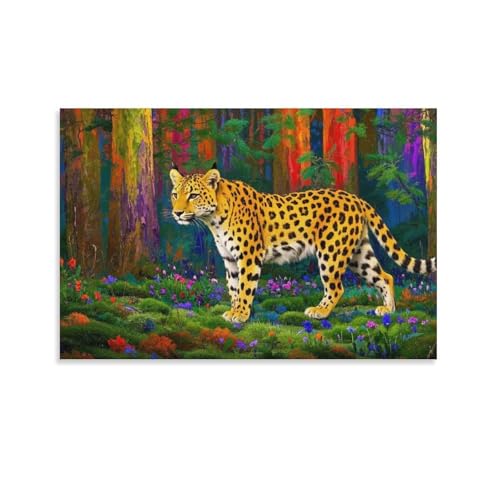 YYVKPMLXC Leopard Leinwand Bilder Natürliche ökologische Landschaft Leinwandkunst Modern Gemälde Home Deko Schlafzimmer Wohnung Dekorieren 20x30inch(50x75cm) von YYVKPMLXC
