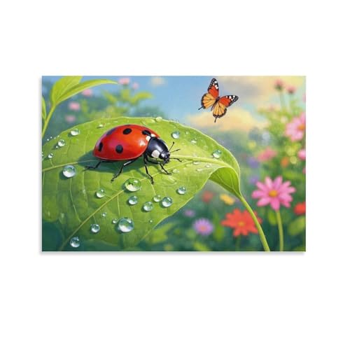 YYVKPMLXC Ölgemälde Auf Leinwand Marienkäfer Leinwandkunst Schmetterling Modern Gemälde Painting Home Deko Schlafzimmer Wandbild 12x18inch(30x45cm) von YYVKPMLXC