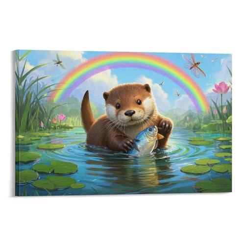 YYVKPMLXC Ölgemälde Auf Leinwand Otter Leinwandmalerei Wasserlebewesen Abstrakt Gemälde Geschenk Zum Geburtstag Schlafzimmer Wanddekoration 20x30inch(50x75cm) von YYVKPMLXC