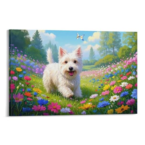 YYVKPMLXC Ölgemälde Auf Leinwand West Highland White Terrier Leinwandmalerei Natürliche Landschaft Abstrakt Gemälde Geschenk Zum Geburtstag Schlafzimmer Wanddekoration 08x12inch(20x30cm) von YYVKPMLXC