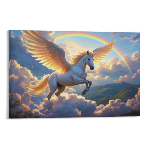YYVKPMLXC Pegasus Leinwand Bilder Himmel Landschaft Leinwandmalerei Ästhetisch Gemälde Home Esszimmer Wanddekoration 12x18inch(30x45cm) von YYVKPMLXC