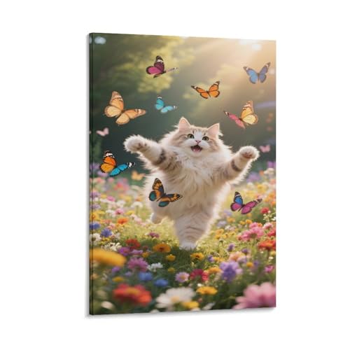 YYVKPMLXC Persische Katze Ölgemälde Auf Leinwandkunst Schmetterling Wandbild Ästhetisch Gemälde Painting Home Décor Wohnzimmer Wanddekoration 20x30inch(50x75cm) von YYVKPMLXC
