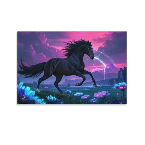 YYVKPMLXC Pferd Ölgemälde Auf Leinwand Traumhaftes Grasland Leinwandkunst Modern Gemälde Home Deko Esszimmer Kunstwerk Für Badezimmer Büro 08x12inch(20x30cm) von YYVKPMLXC