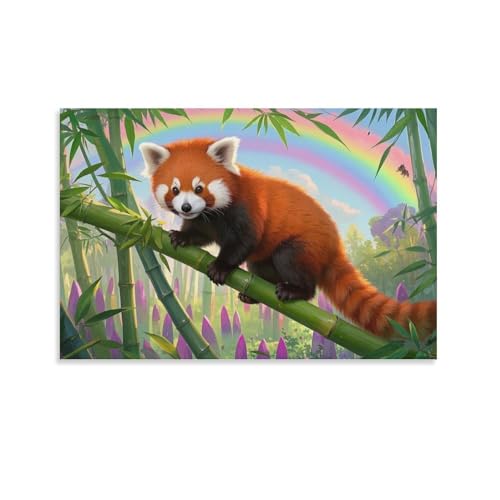 YYVKPMLXC RotPanda Fotobild Auf Leinwand Bambushain Leinwandmalerei Modern Gemälde Geschenk Zum Geburtstag Schlafzimmer Wanddekoration 20x30inch(50x75cm) von YYVKPMLXC