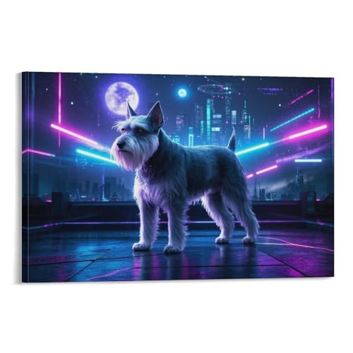 YYVKPMLXC Schnauzer Leinwand Bilder Haustier Leinwandmalerei Abstrakt Gemälde Home Deko Esszimmer Kunstwerk Für Badezimmer Büro Dekorieren 16x24inch(40x60cm) von YYVKPMLXC
