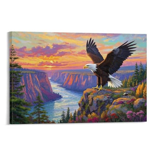 YYVKPMLXC Seeadler Kunstdruck Auf Leinwand Sonnenuntergang Landschaft Leinwandmalerei Ästhetisch Gemälde Schlafzimmer Kunstwerk Für Badezimmer Büro Dekorieren 12x18inch(30x45cm) von YYVKPMLXC