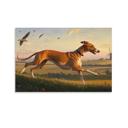 YYVKPMLXC Whippet Ölgemälde Auf Leinwand Pastorale Landschaft Leinwandkunst Abstrakt Gemälde Geschenk Zum Geburtstag Schlafzimmer Heimdekoration 16x24inch(40x60cm) von YYVKPMLXC