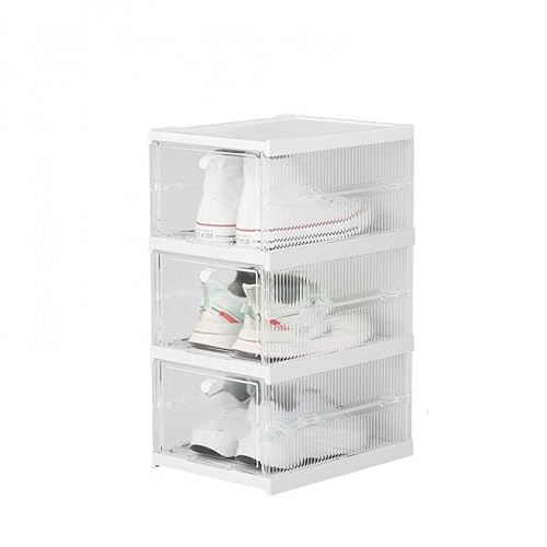 YYW Vertikale faltbare Schuhbox mit transparentem Panel-Design, Aufbewahrungsbox, schnelle Montage, erweiterbares Schuhregal für Schlafsaal, Schlafzimmer, Flur, Eingang, schmaler Schrank (weiß, 34,5 x von YYW