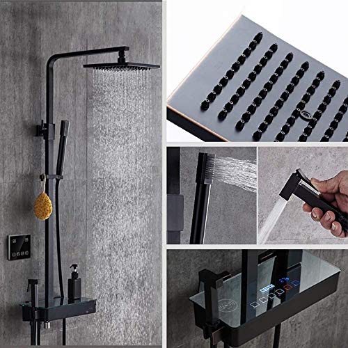 Thermostat-Duschsystem Freiliegendes Thermostat-Duscharmatur-Set 3 Funktionen mit Badewannenfüller Regenduschkopf und Handbrause Einstellbares LCD-Display Messing E-is Thermostat-Duschsystem Freiliegendes Thermostat-Duscharmatur-Set 3 Funktionen mit Badewannenfüller Regenduschkopf und Handbrause Einstellbares LCD-Display Messing E-is von YYWTXC