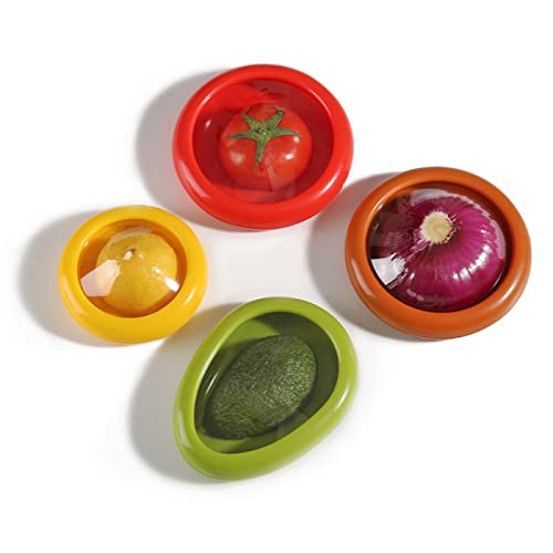 YYYFEI Frischhaltedosen in Gemüseform, 4er-Pack Aufbewahrungsbehälter für Obst und Gemüse, Set für Kühlschrank, Avocado-Schoner, Zwiebel-Aufbewahrungsbehälter, Tomaten- und Zitronenbehälter von YYYFEI