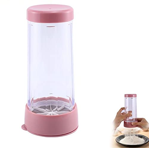 YYYFEI Multifunktionales Puderzuckersieb，Manuelles Mehlsieb，Edelstahl-feinmaschiges Mehlsieb/Shaker-Flasche für Puderzuckermehl Schokolade Cappuccino Kakao,Rosa von YYYFEI