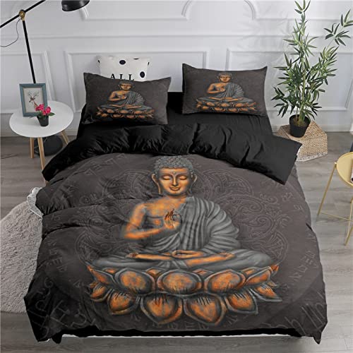 YYZBS BettwäSche 155x220 dunkelgrauer Alter Buddha Bequemer Mikrofaser-Bettbezug Mit ReißVerschluss，Pflegeleicht Bettbezug 155x220 Und 2 Kopfkissenbezug 80x80，Geeignet FüR Erwachsene Und Kinder von YYZBS