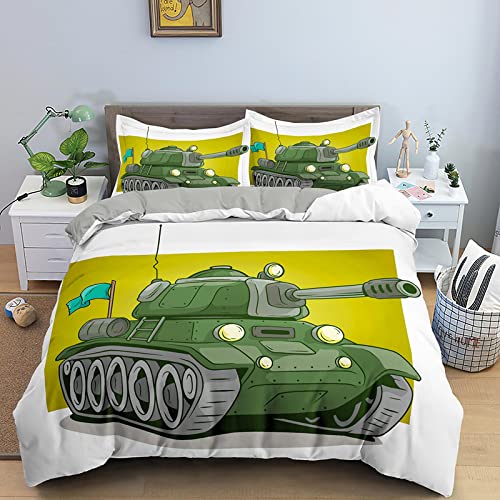 YYZBS KinderbettwäSche 100x135 Cyan-Panzer 3D Print BettwäSche-Sets，Mit ReißVerschluss Microfaser KinderbettwäSche 100x135cm Und 1 KissenbezüGe 40x60cm，Suitable Children von YYZBS