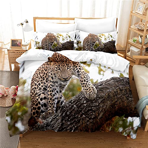 YYZBS KinderbettwäSche 100x135 Gepard auf dem Baum 3D Print BettwäSche-Sets，Mit ReißVerschluss Microfaser KinderbettwäSche 100x135cm Und 1 KissenbezüGe 40x60cm，Suitable Children von YYZBS