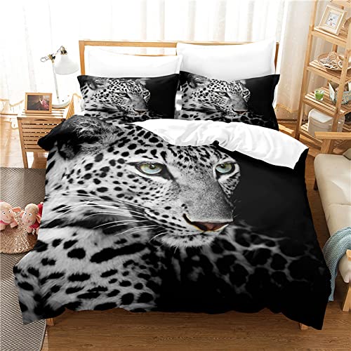 YYZBS KinderbettwäSche 100x135 schwarzer Leopard 3D Print BettwäSche-Sets，Mit ReißVerschluss Microfaser KinderbettwäSche 100x135cm Und 1 KissenbezüGe 40x60cm，Suitable Children von YYZBS