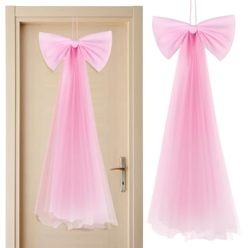 YYZGGLING Einfache Große Schleife Hängende Mesh Bogen Für Hochzeit DIY Party Hintergrund 28,7 * 13,4 Zoll (Rosa) von YYZGGLING
