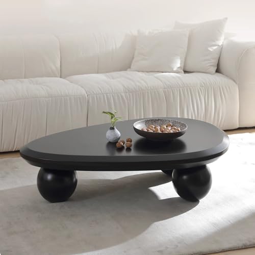 YYZIWYUN Einzigartiger Couchtisch „Wolke Hübsche, Unregelmäßige Couchtische Moderner Couchtisch Aus Holz Mit DREI Kugelförmigen Beinen Für Wohnung Und Wohnzimmer,Schwarz,39.37×25.59×11.81inch von YYZIWYUN