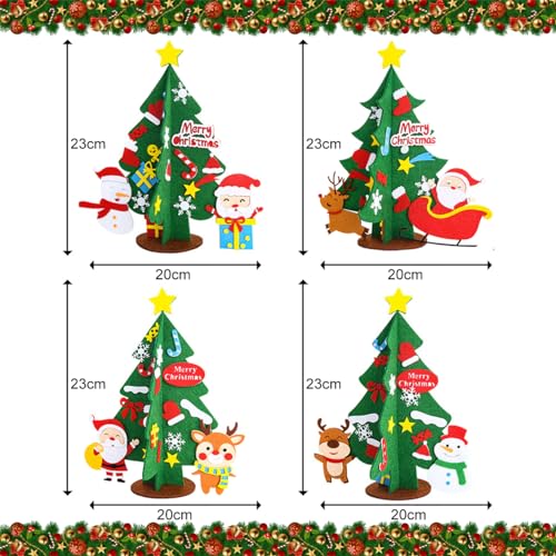 YYaaTING 4 Stück Weihnachtsbaum Bastelset für Kinder DIY Bastelset Filz Weihnachtsbaum Weihnachten Basteln Set Weihnachtsbaum Deko Filz Weihnachtsgeschenke von YYaaTING