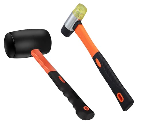 2-teiliges Hammer-Set – 40 mm doppelseitiger weicher Hammer mit solidem Kopf und weichem Griff aus Fiberglas mit weichem Griff, neuester Bodenbeschädigung von YYaaloa
