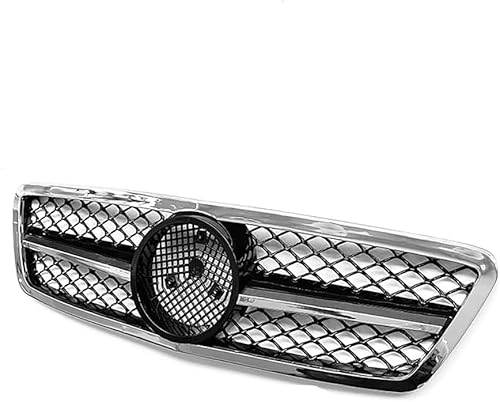 YYlong Auto Vordere Stoßstange Kühlergrill für Mercedes Benz C-Class (W203) Modified AMG 2000-2006 KüHlergrill Front Ersatz Hauben Grill Doppelsteg Sport Kühlergrill von YYlong