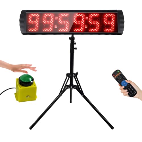 YZ Countdown Timer, Stoppuhr für Wettbewerbe, 5 Zoll Gym Timer mit Stativ, Stoppuhr Sport mit Fernbedienung, 6 Stelliges Digitales Led Display Digital Uhr, Stoppuhr Digital für Home Gym Garage von YZ