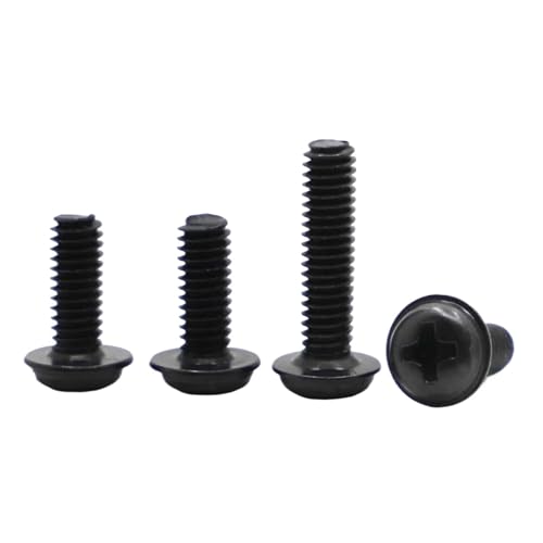 10/50 Stück M3 M4 M5 M6 PWM Flachkopfschrauben aus schwarzem Kohlenstoffstahl mit Unterlegscheibe, feste Motherboard-Schrauben Pad(6mm,M4 50pcs) von YZADSXCL