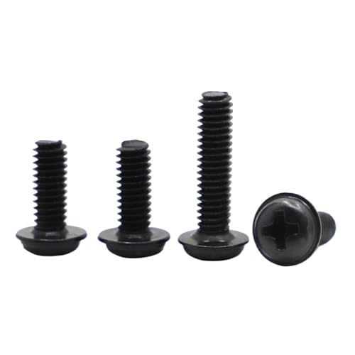 10/50 Stück schwarze Flachkopfschrauben mit Unterlegscheibe M3 M4 M5 M6 feste Motherboard-Schrauben Pad(5mm,M4 50pcs) von YZADSXCL