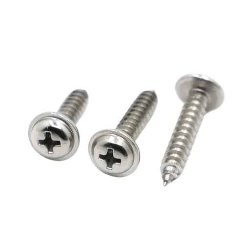 10 (Stück M2 .3 .6 M3 M4 M5 304 Edelstahl PWA Kreuzrundkopf mit Unterlegscheibe Selbstschneidende Schraube(10mm,M2 50pcs) von YZADSXCL