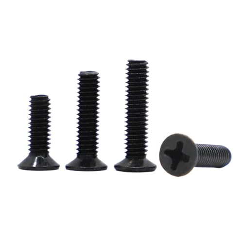 10 (Stück M2 .5 M3 M4 M5 Mini Kleine Mikro Schwarz Stahl Kreuz Flach Senkkopf Schraube Bolzen(20mm,M3 20pcs) von YZADSXCL