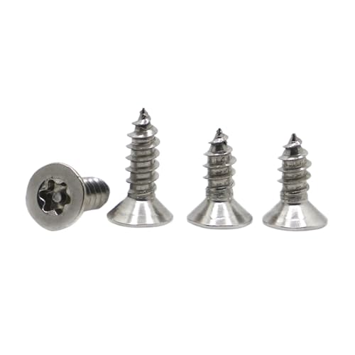 10 Stück M3.9 M4.2 .8 Sechslappen-Torx-Senkkopf mit Stift 304 Edelstahl Sicherheits-Holz-Blechschraube(13mm,M4.8 10pcs) von YZADSXCL