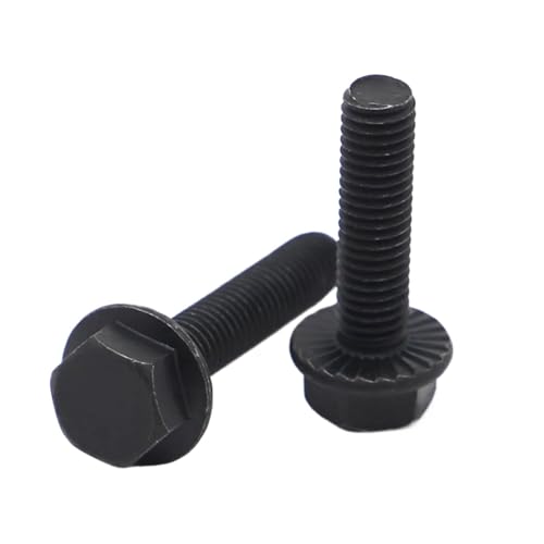 2/5 Stück M8 M10 M12 Schwarz 10.9 Level Carbon Steel Hexagon Flanschschrauben mit Zahn Anti-Rutsch-Schraube(35mm,M8 5pcs) von YZADSXCL