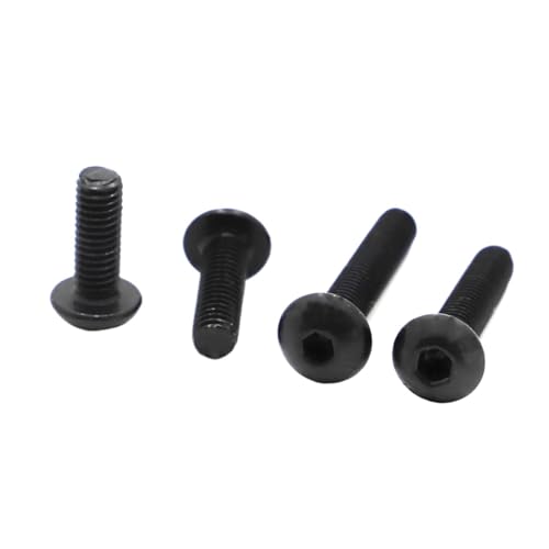 2 Stück M8 M10 M12 Schwarze Rundkopfschrauben aus Stahl der Güteklasse 10.9, Pilzkopfschrauben mit Innensechskant(16mm,M10 2pcs) von YZADSXCL