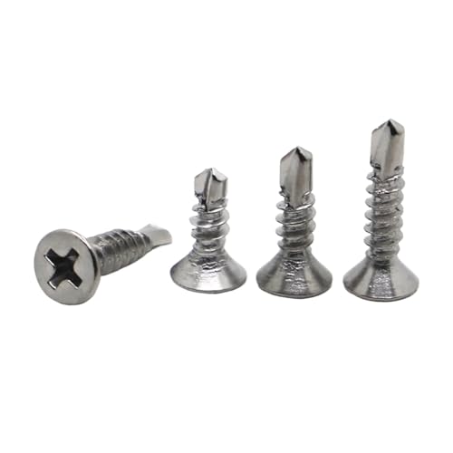 40-180 STK. M3.5-4.2 M4.8 M5.5 M6.3 410 Edelstahl Flachkopf Selbstbohrende Schraube Selbstschneidende Schwalbenschwanz-Stellschraube(Set4-180pcs) von YZADSXCL