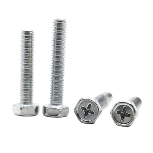 5 Stück M4 M5 M6 verzinkter Stahl Kreuzsechskant Sechskant Außenkopfschraube(16mm,M4 10pcs) von YZADSXCL
