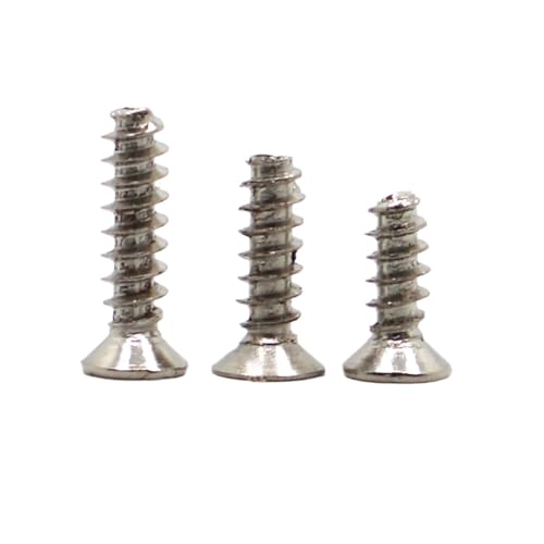 50/100 Stück M1.4-M4 vernickelte Senkkopf-Blechschrauben mit flachem Ende und Kopf(6mm,M1.7 100pcs) von YZADSXCL
