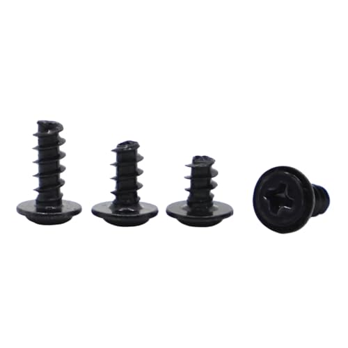 50 Stück M1.4 .7 M2 .3 .6 M3 M4 schwarz beschichteter Stahl PWB Rundkopf mit Unterlegscheibe selbstschneidende Schrauben(6mm,M2.3 50pcs) von YZADSXCL