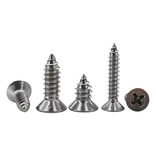 55 Stück 304 Edelstahlschraube M3 M3.5 Kreuzschlitz Senkkopf Selbstschneidende Möbelschraube(30mm,M3.5 (55pcs)) von YZADSXCL