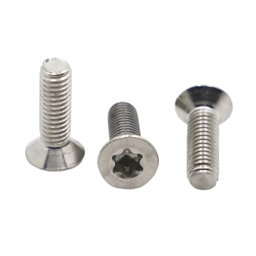 YZADSXCL 20/50 Stück M2 M2.5 M3 M4 M5 M6 M8 Flachsenkkopf Sechslappen-Torxschraube Bolzen 304 A2-70 Edelstahl(4mm,M2.5 50pcs) von YZADSXCL