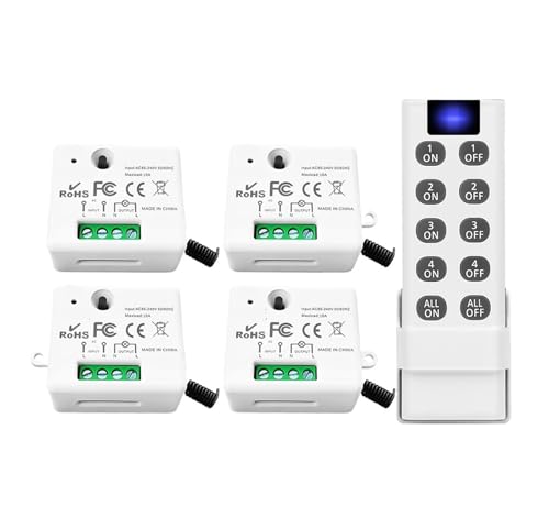 110 V 220 V Mini-Relais-Empfänger 4 in 1 Fernbedienung(4Receiver 1Transmitt) von YZATCDZG