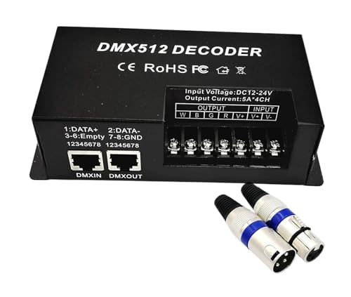 4-Kanal und 3-Kanal RGBW DMX-Decoder mit RJ45- und XLR-Steckern und DMX512-Dimmtreiber 20A(4CH decoder) von YZATCDZG