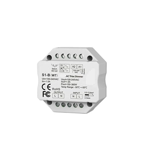 AC Thyristor LED Dimmer Drucktastenschalter 110V 220V 230V Touchscreen Fernbedienung(S1-B(WT) Only) von YZATCDZG