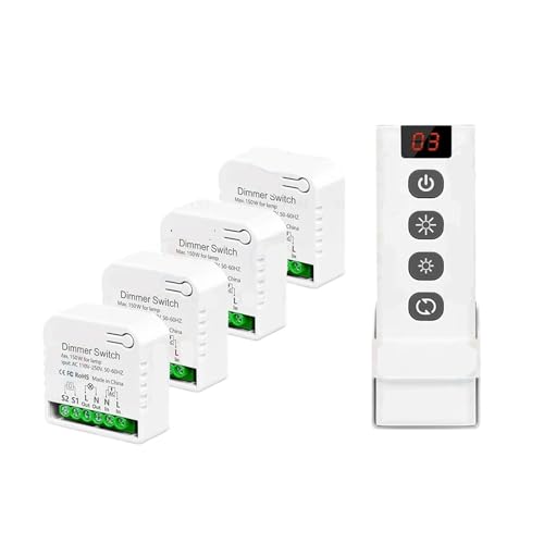 Dimmer Lichtschalter AC 110V 220V 230V 5 in 1 Fernbedienung(1Receiver 4Remote) von YZATCDZG