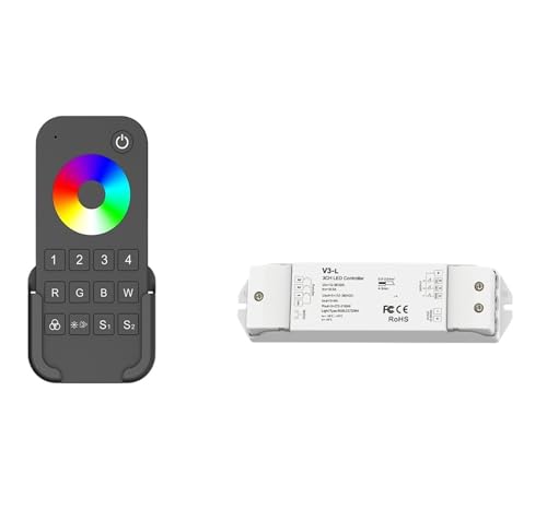 LED-Controller 3 Kanal DC 12V 24V 36V Dimmer Druckknopfschalter 4 Zone Fernbedienung(1x V3-L and RT9 KIT) von YZATCDZG