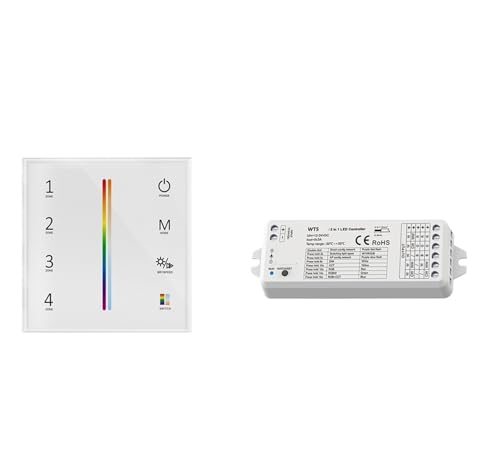 RCT LED-Lichtstreifen-Controller-Kit DC 12 V 24 V Dimmer 4 Zonen Wandhalterung Touch Panel Fernbedienung(1xWT5 and T25W KIT) von YZATCDZG