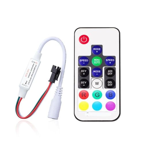 WS2811 WS2812B LED-Pixel-Lichtstreifen-Controller WS2812 U/DC Mini 3-Tasten 14/17/21-Tasten-Fernbedienung DC5-24V(17KEYS DIY DC) von YZATCDZG