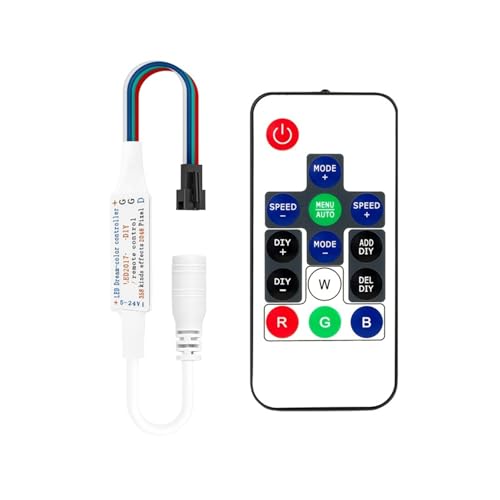 WS2815 WS2813 LED-Licht-Controller, 14 Tasten, 21 Tasten, 350+ Fantasy-Effekt, 4-polig, SM JST RGB IC, DC5-24 V(14 Keys DC5V-24V) von YZATCDZG